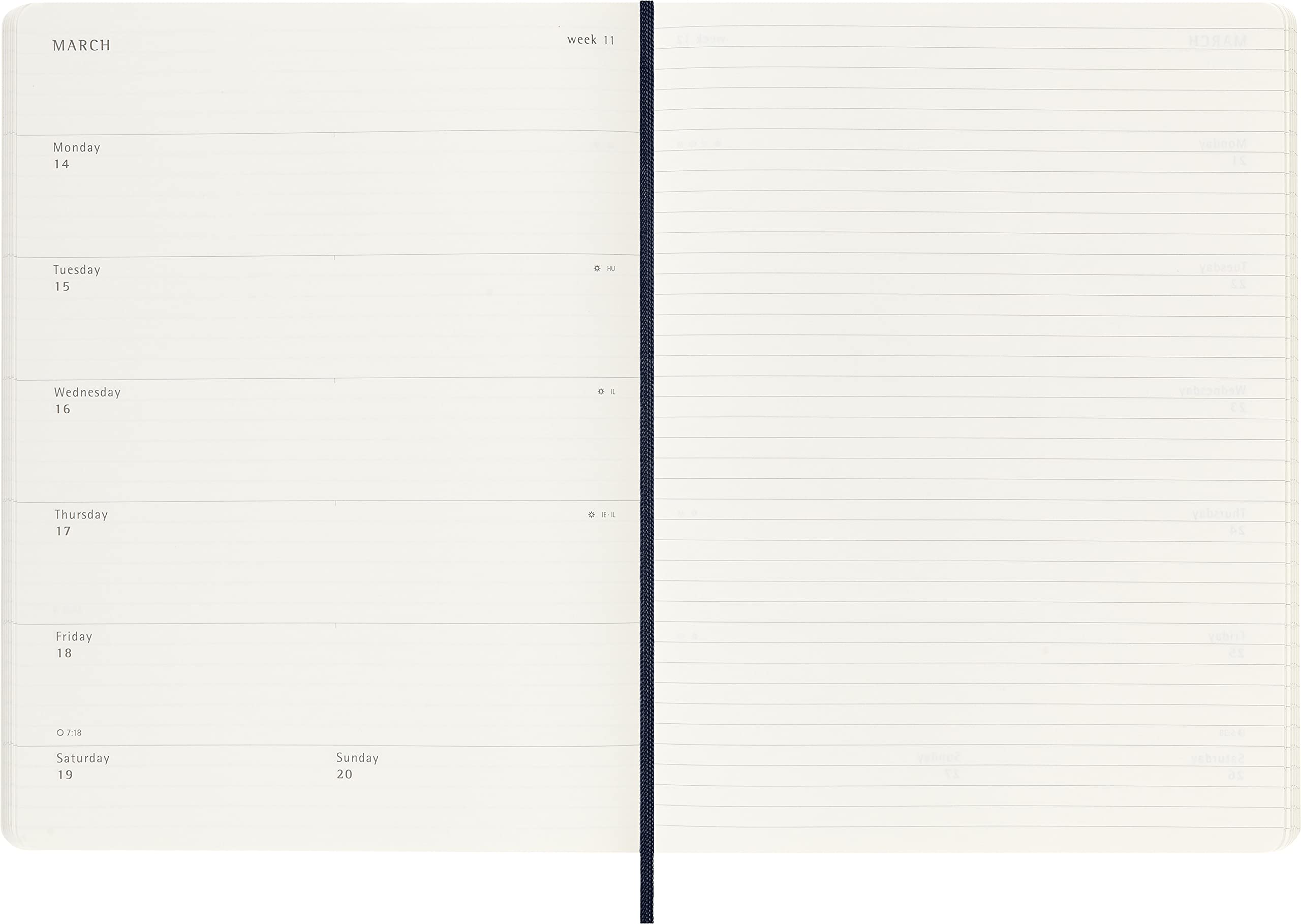 Moleskine Classic 18 Month 2022-2023 Weekly Planner, Soft Cover, XL (7.5" x 9.75"), Sapphire Blue