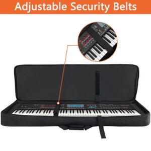 SNIGJAT 88 Key Keyboard Case Soft (Size: 53.5"x13.8"x6.8"), Padded Piano Case with Handle and Adjustable Shoulder Straps, Keyboard Gig Bag with 3 Pockets for Music Sheet Stand, Sustain Pedals, Cables