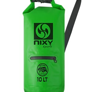 NIXY Waterproof Dry Bag 10L Roll Top - Lightweight and Durable for Paddleboarding, Kayaking, Hiking, Camping, Boating, Beach, Swimming, Sailing, and More - Green, 10L