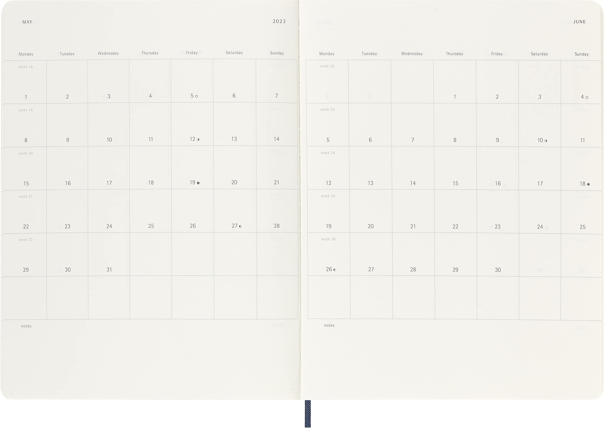 Moleskine Classic 18 Month 2022-2023 Weekly Planner, Soft Cover, XL (7.5" x 9.75"), Sapphire Blue