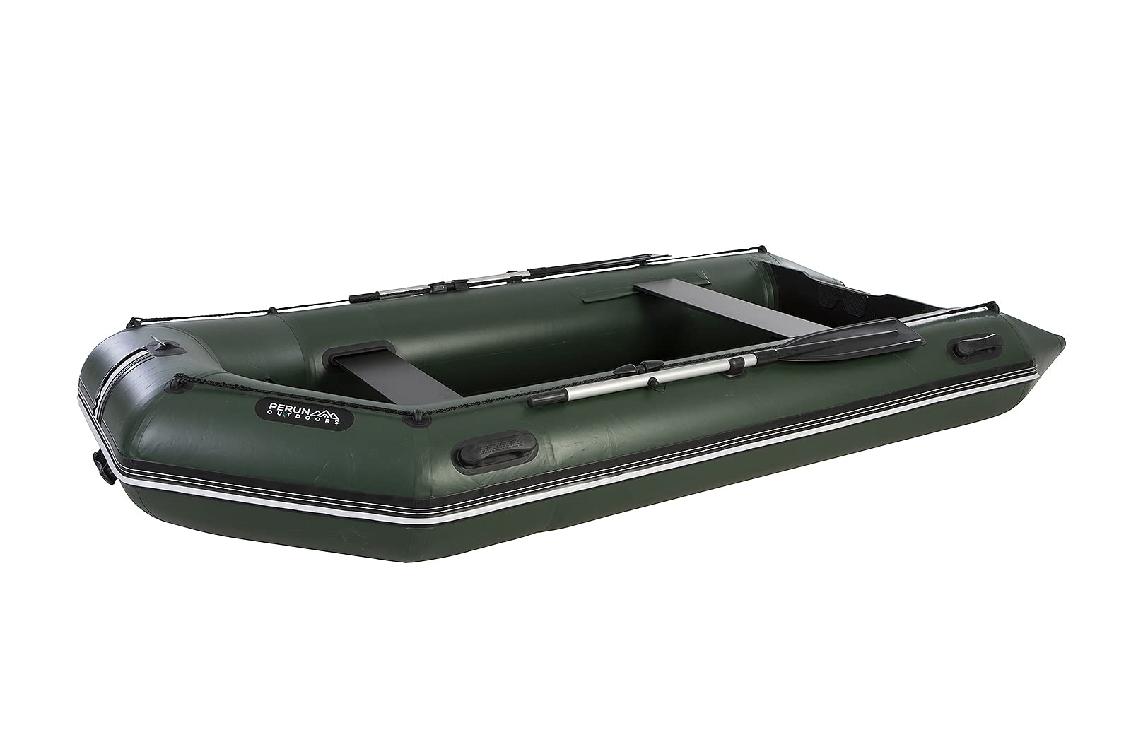 Perun Outdoors LT-330MVE 4 Person Durable PVC Inflatable Motor Boat 330cm (10'10") with Foot Air Pump and Carry Bag