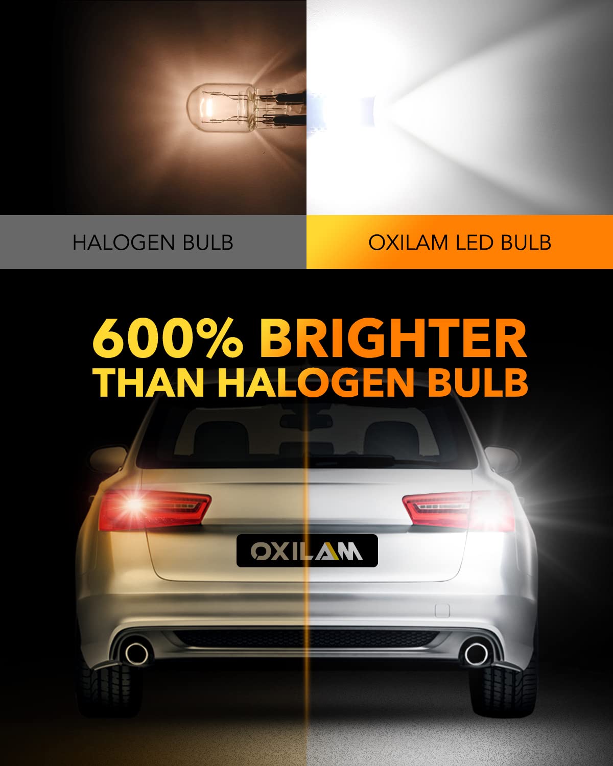 OXILAM Upgraded 7440 7443 LED Bulbs White for Reverse Lights, 4000LM 600% Brighter, 7441 7444 T20 W21W LED Lamps Replacement for Backup Tail Brake Turn Signal Parking Lights and DRL (Pack of 2)