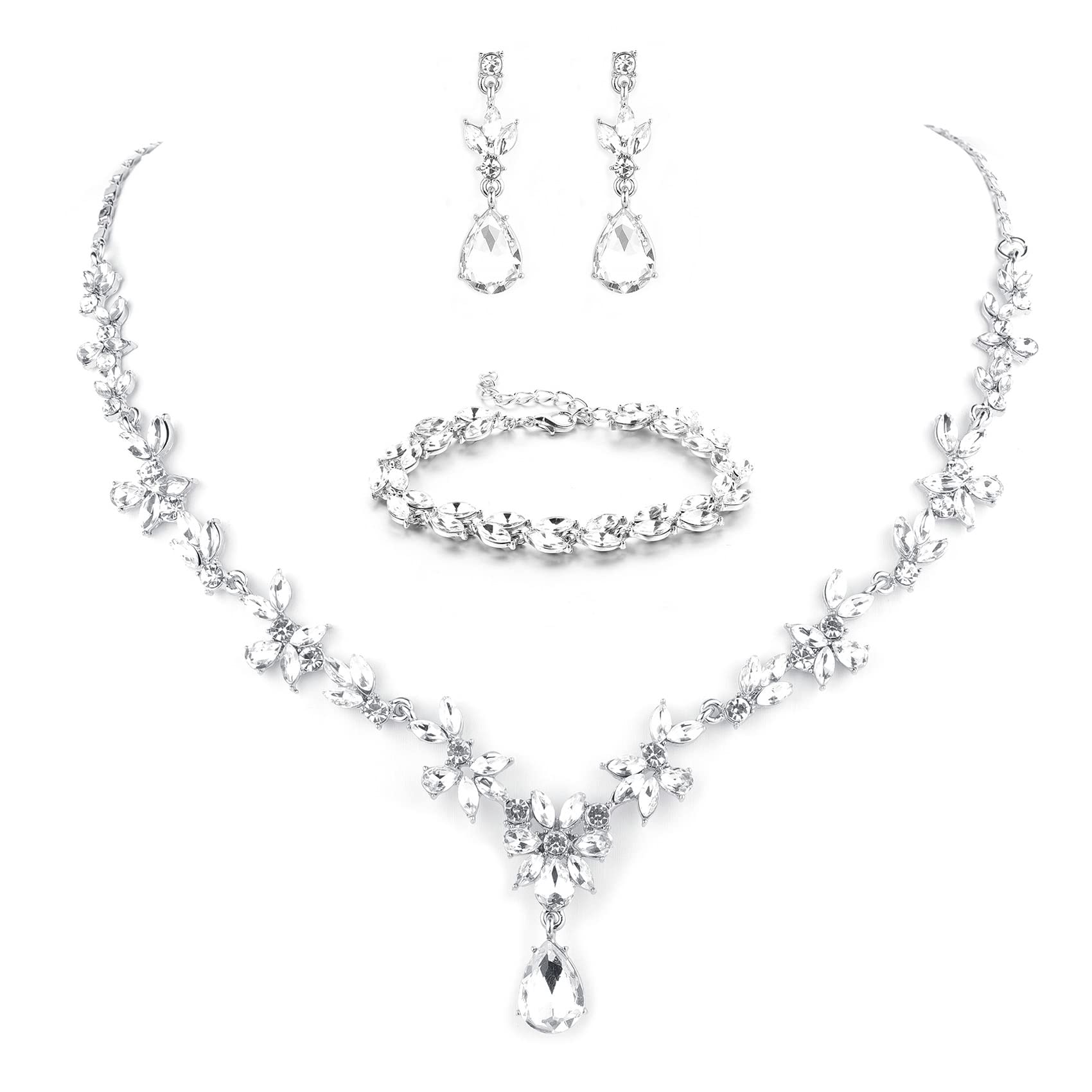 PRETOLE Bridal Jewelry Set Wedding Necklaces for Brides Prom Costume Jewelry Set for Women