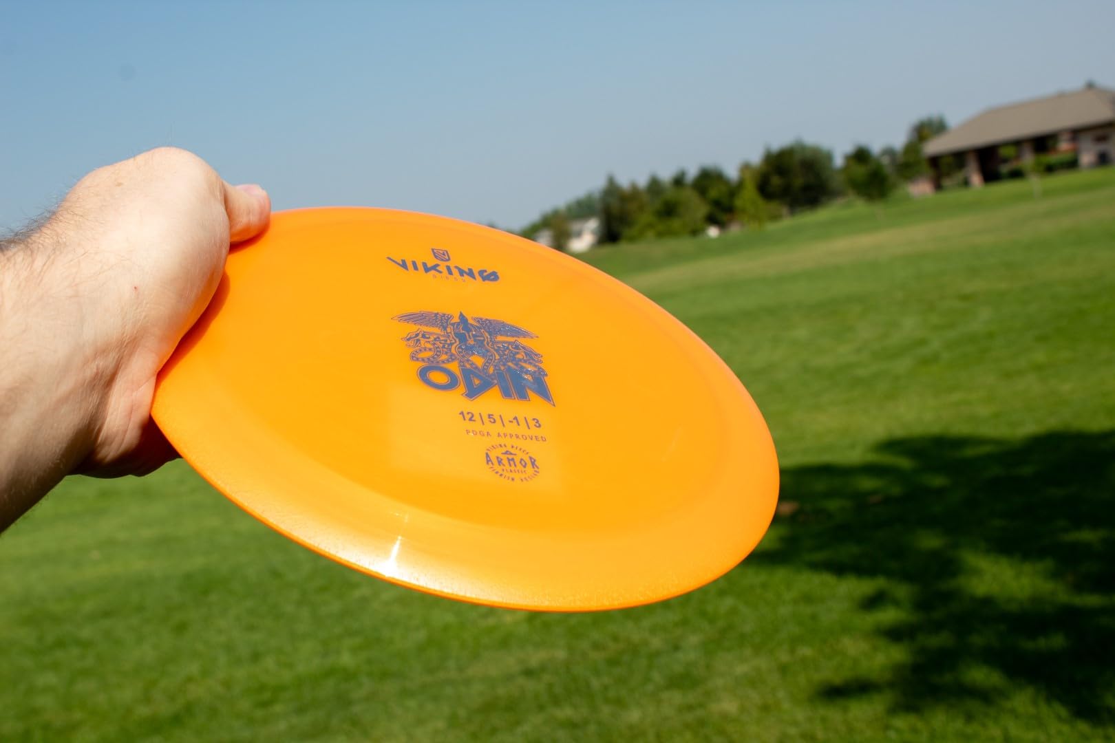 Viking Discs Odin Armor Plastic | Distance Driver | Advanced Disc Golf Driver [Stamp Color & Color Shade May Vary] (173-176g, Orange)