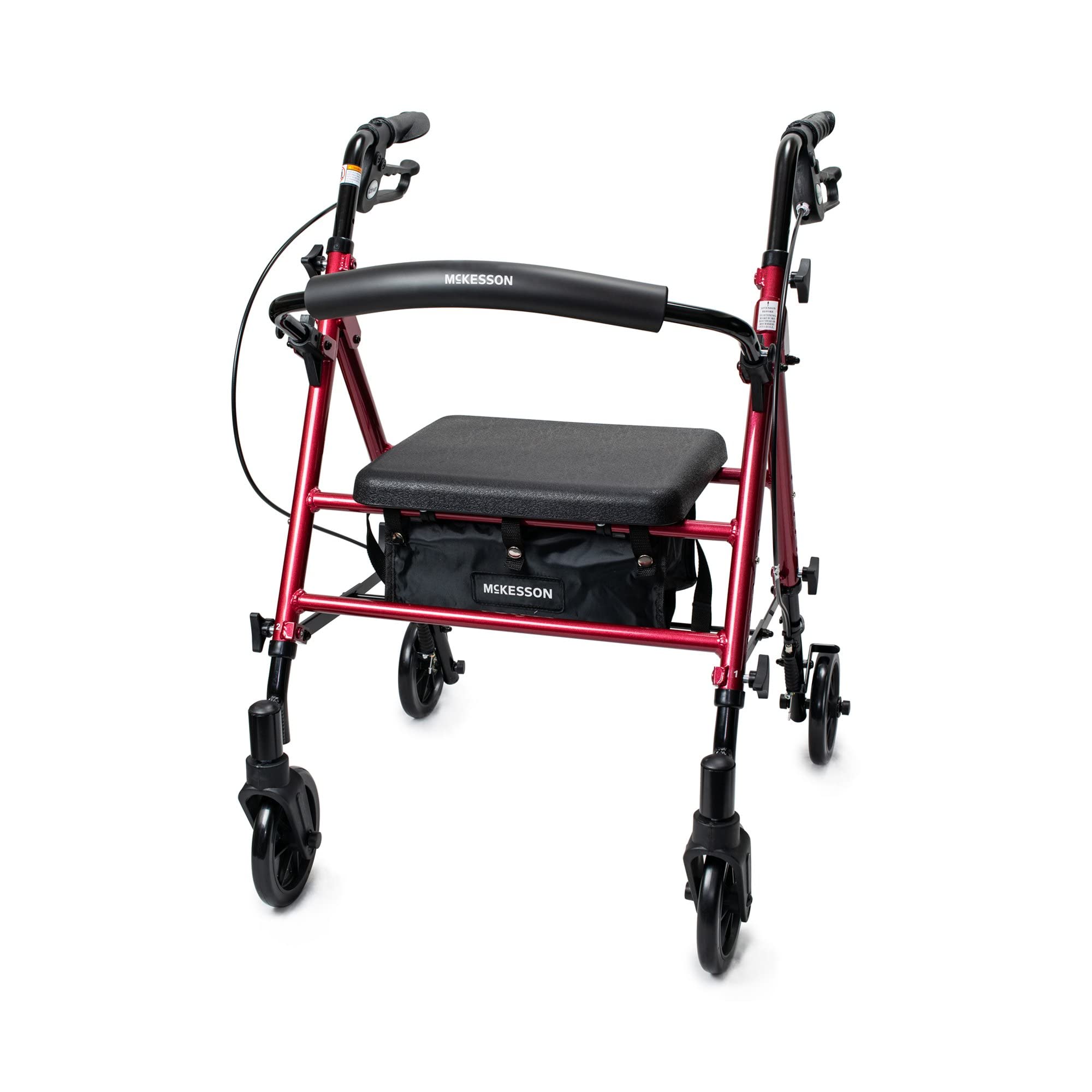 McKesson Lightweight Rollator - Walker with Wheels, Seat, Storage - Adjustable Height, 1 Count