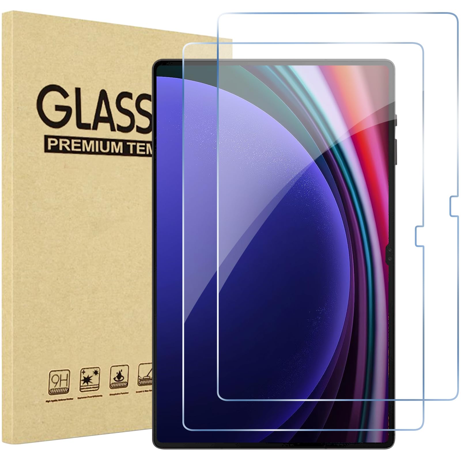 ProCase 2 Pack Screen Protector for Galaxy Tab S9 Ultra 14.6 Inch 2023 / Tab S8 Ultra 2022, Tempered Glass Screen Film Guard for 14.6“ Galaxy Tab S9 Ultra Tablet (SM-X910 X916B X900 X906)