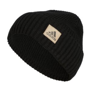 adidas men's pine knot fold beanie, black, one size