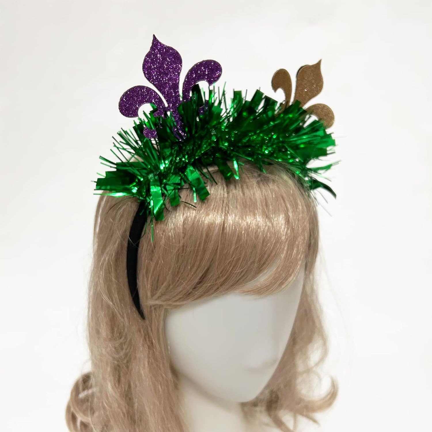 VCOOOL Mardi Gras Headbands Carnival Headband Costume Green Purple Top Hat Headband Clown Hat Headband for Women and Children, Large