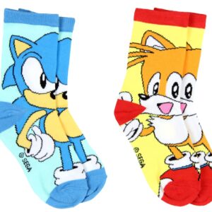 Sega Sonic The Hedgehog Boys' Socks Tails And Sonic Character 2 Pairs Athletic Crew Socks