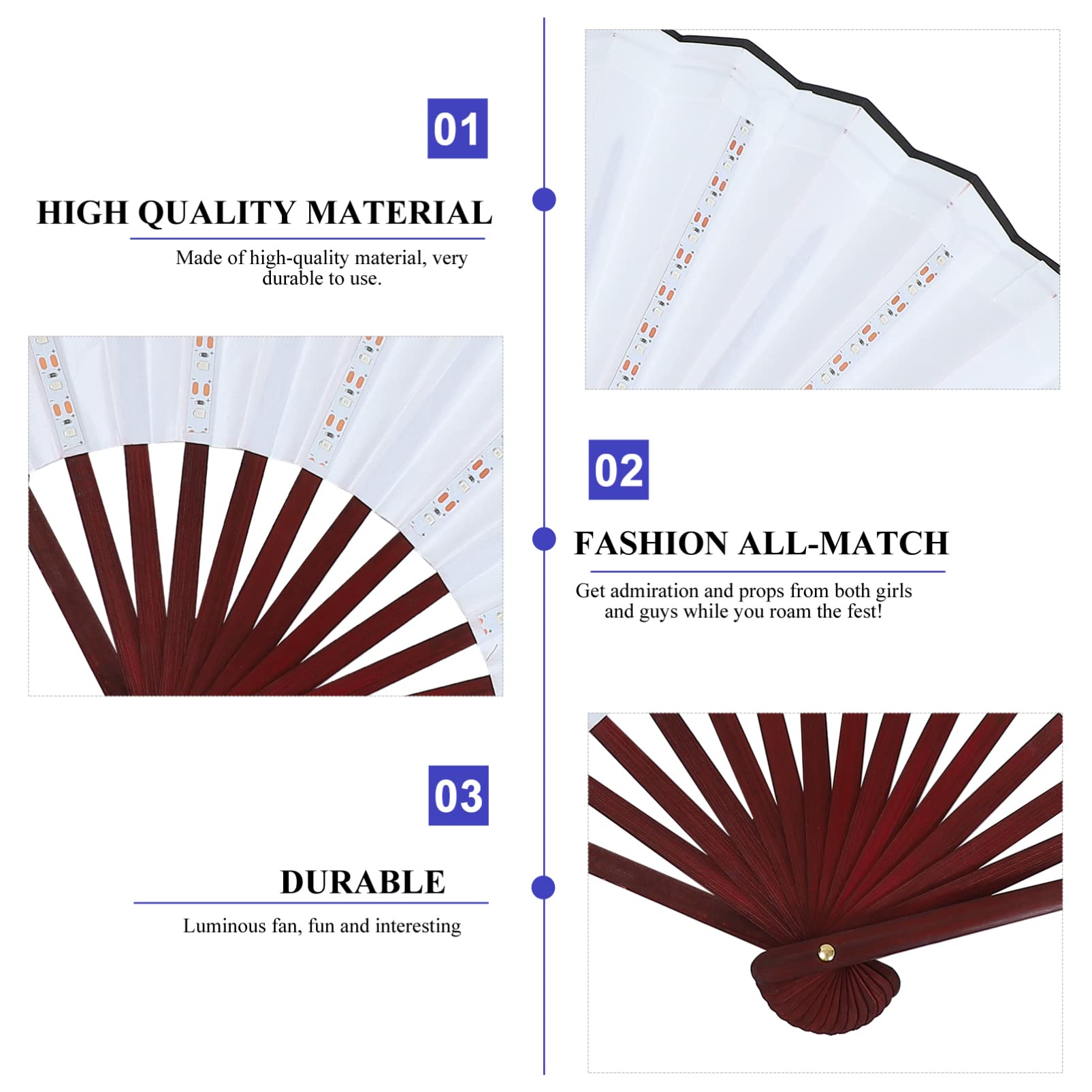 NUOBESTY Handheld Fan Handheld Fan Fans Fans Large Folding Hand Rave Fan Chinease Japanese Folding Hand Fan Festival Fan for EDM Club Music Festival Event Party Dance Hand Held Fan Hand Held Fan