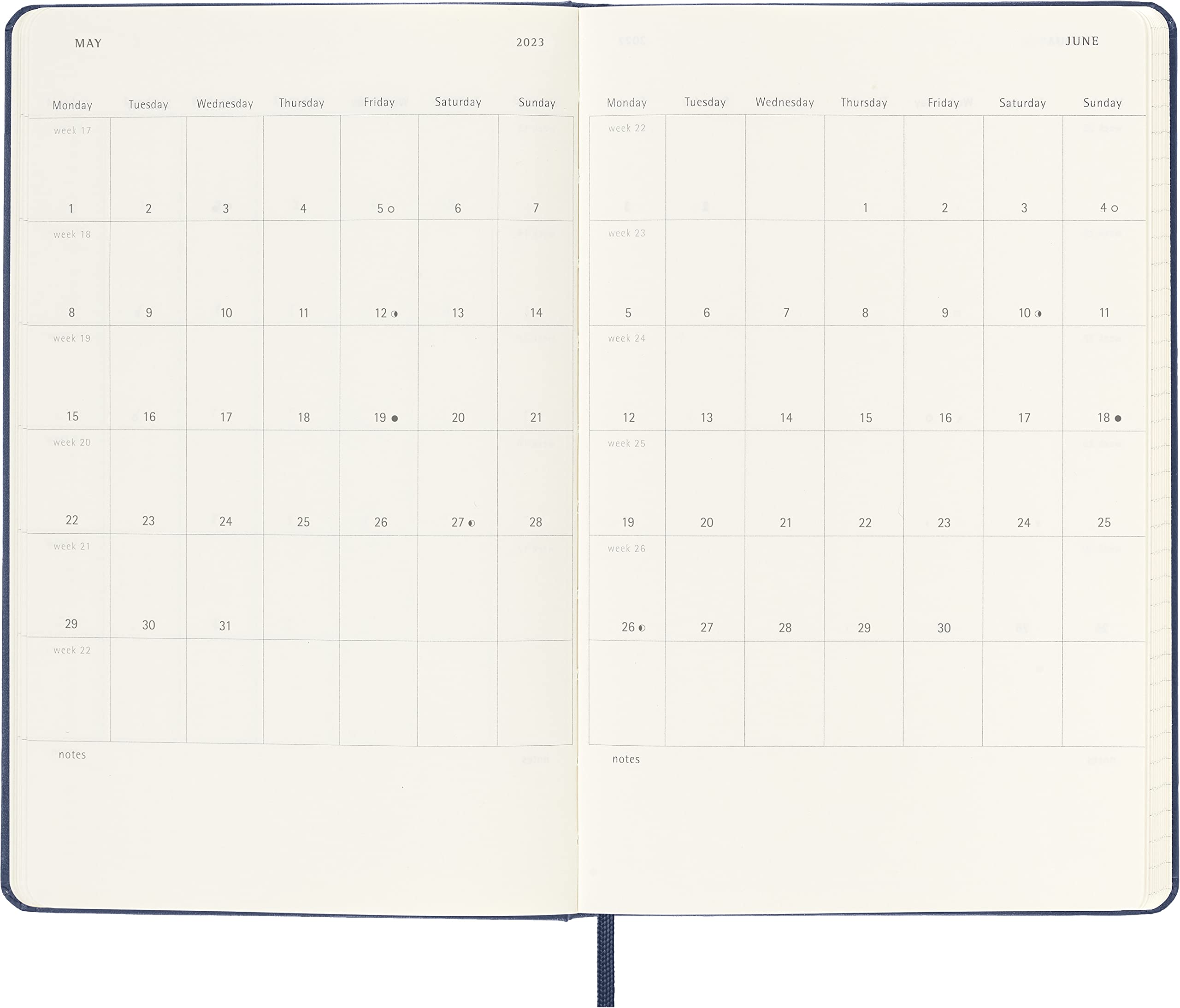 Moleskine Classic 18 Month 2022-2023 Weekly Planner, Hard Cover, Large (5" x 8.25"), Sapphire Blue