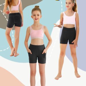 MIVEI Youth Girls 4"/ 5" Volleyball Spandex Shorts - Kid Biker Cheer Dance Yoga Athletic Workout Gymnastics Compression Short