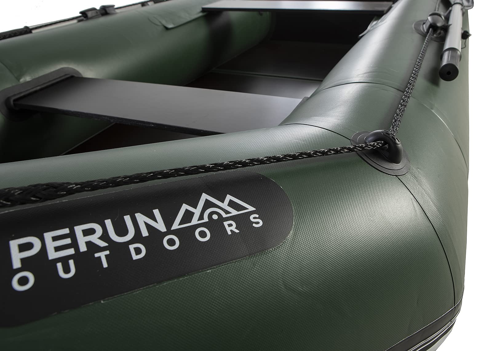 Perun Outdoors LT-330MVE 4 Person Durable PVC Inflatable Motor Boat 330cm (10'10") with Foot Air Pump and Carry Bag