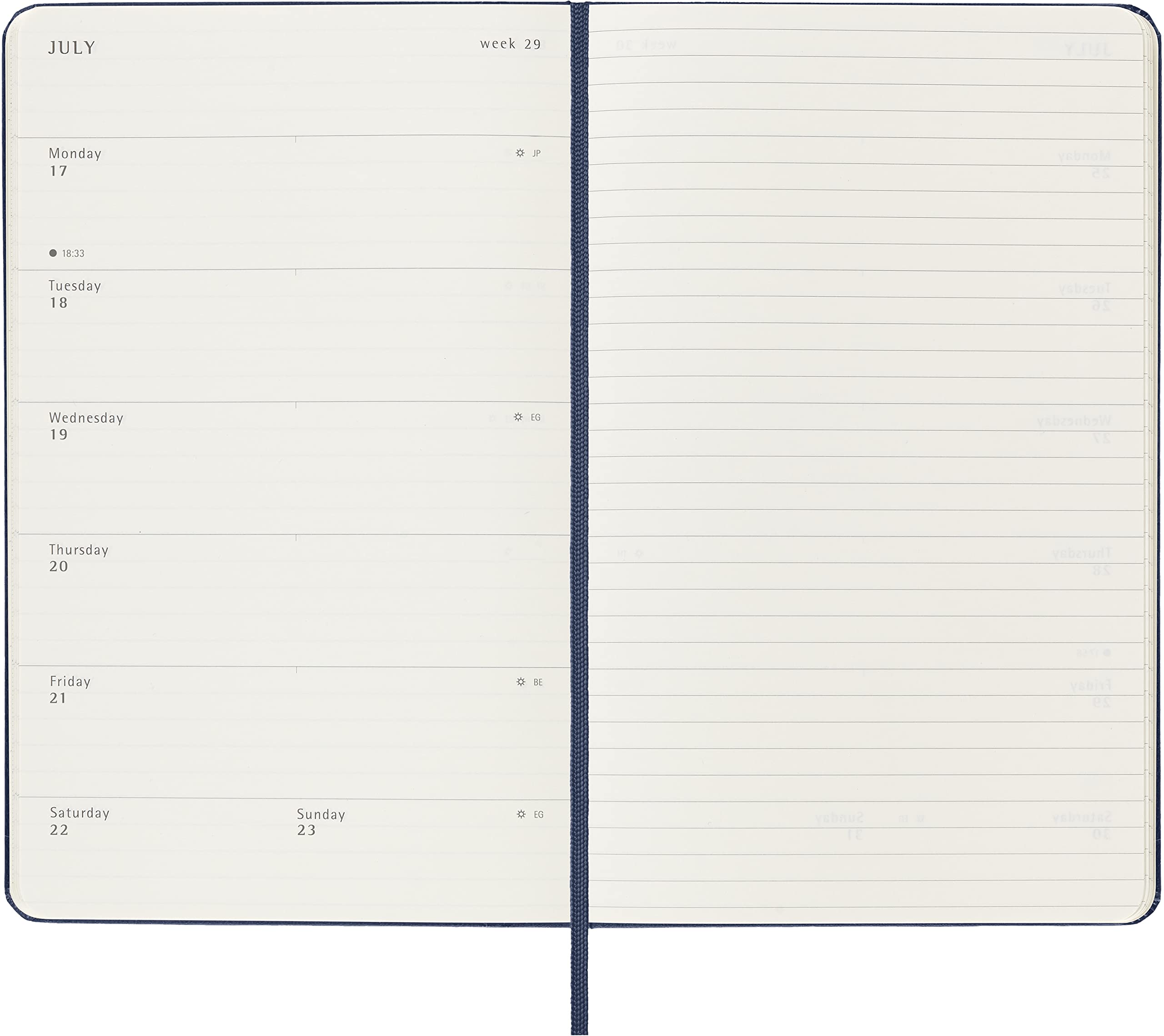 Moleskine Classic 18 Month 2022-2023 Weekly Planner, Hard Cover, Large (5" x 8.25"), Sapphire Blue