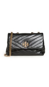 tory burch women's small kira chevron convertible shoulder bag, black, one size