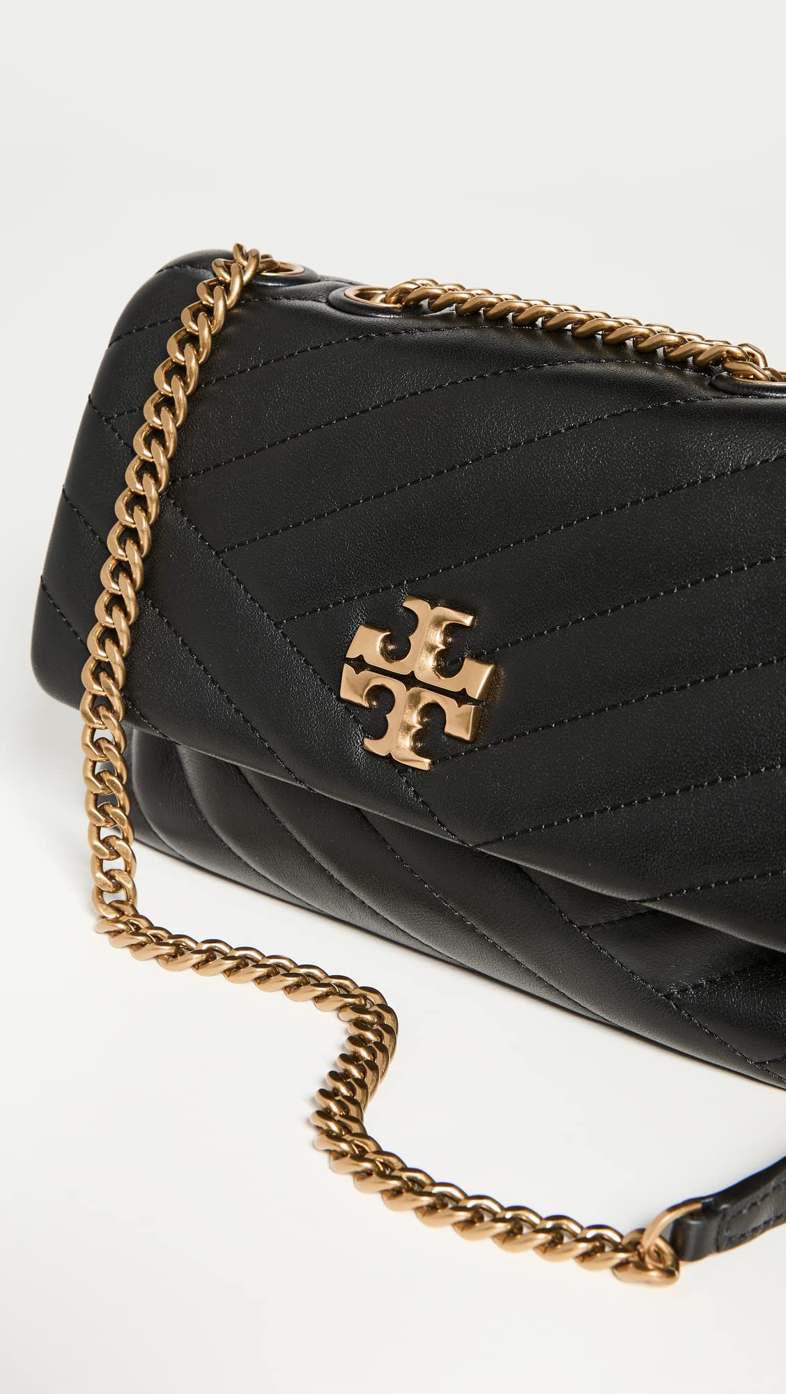 Tory Burch Women's Small Kira Chevron Convertible Shoulder Bag, Black, One Size