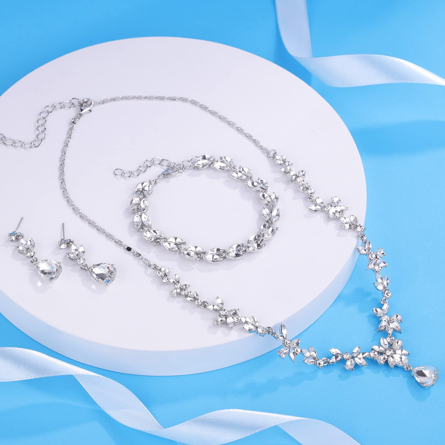 PRETOLE Bridal Jewelry Set Wedding Necklaces for Brides Prom Costume Jewelry Set for Women