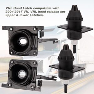 Hood Release Set Upper & Lower Latches Compatible With Volvos Trucks VN VNL 2004-2018 hood latch Set, Replaces 20498998 20565619 8074938 Upper & Lower Hood Release Latch(4PCS Black)