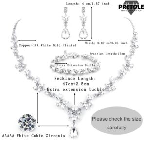 PRETOLE Bridal Jewelry Set Wedding Necklaces for Brides Prom Costume Jewelry Set for Women