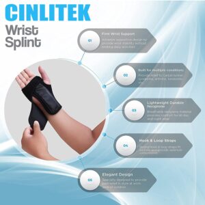 Cinlitek Carpal Tunnel Wrist Splint Support, Wrist Brace for Joint Pain Relief, Arthritis,Sprains, Tendonitis, Repetitive Strain Injury, Adjustable Hand Guard for Men and Women (One Size, Left)