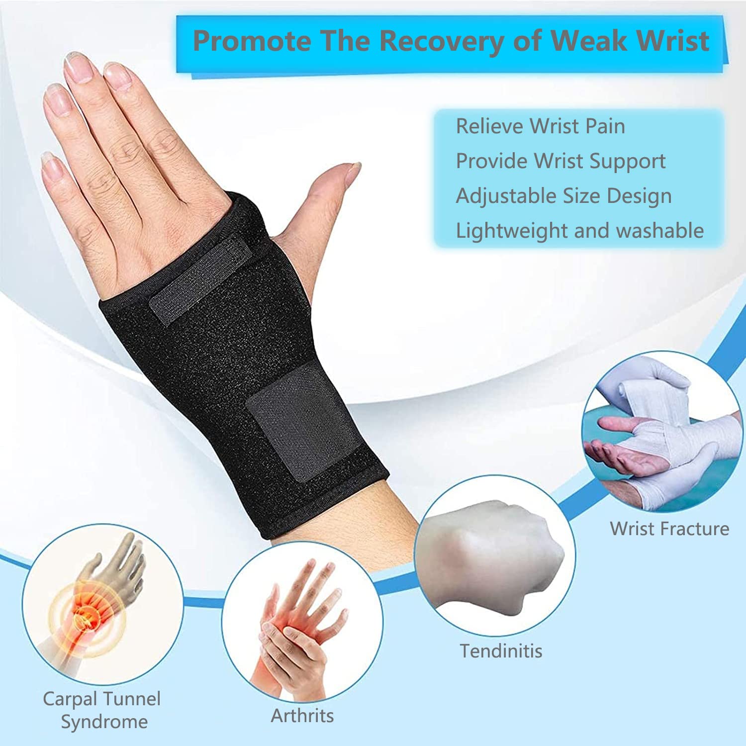 Cinlitek Carpal Tunnel Wrist Splint Support, Wrist Brace for Joint Pain Relief, Arthritis,Sprains, Tendonitis, Repetitive Strain Injury, Adjustable Hand Guard for Men and Women (One Size, Left)