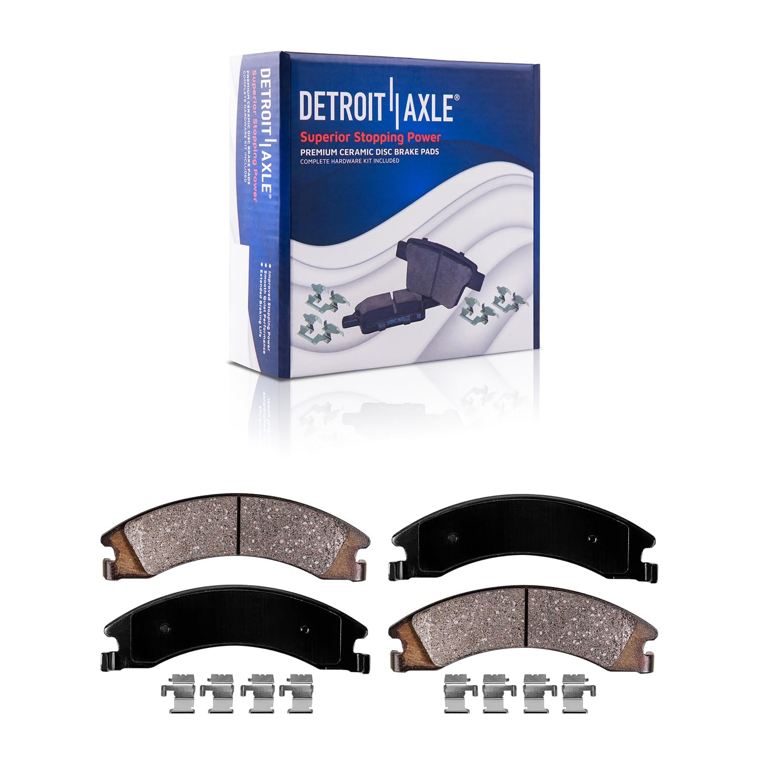 Detroit Axle - Brake Pads for Ford E-150 E-250 E-350 E-450 Super Duty, Front and Rear Ceramic Brake Pads w/Hardware Replacement