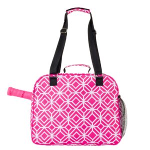 Thorza Pickleball Bag for Women with Paddle Holder, Mesh Side Pocket, Large Inner Storage, Carry Handle, and Adjustable Shoulder Strap, Sports Equipment for Amateurs and Pros, Pink