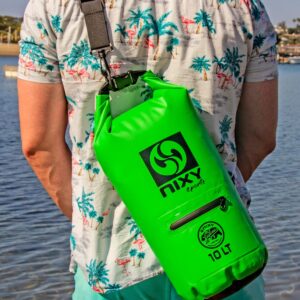 NIXY Waterproof Dry Bag 10L Roll Top - Lightweight and Durable for Paddleboarding, Kayaking, Hiking, Camping, Boating, Beach, Swimming, Sailing, and More - Green, 10L