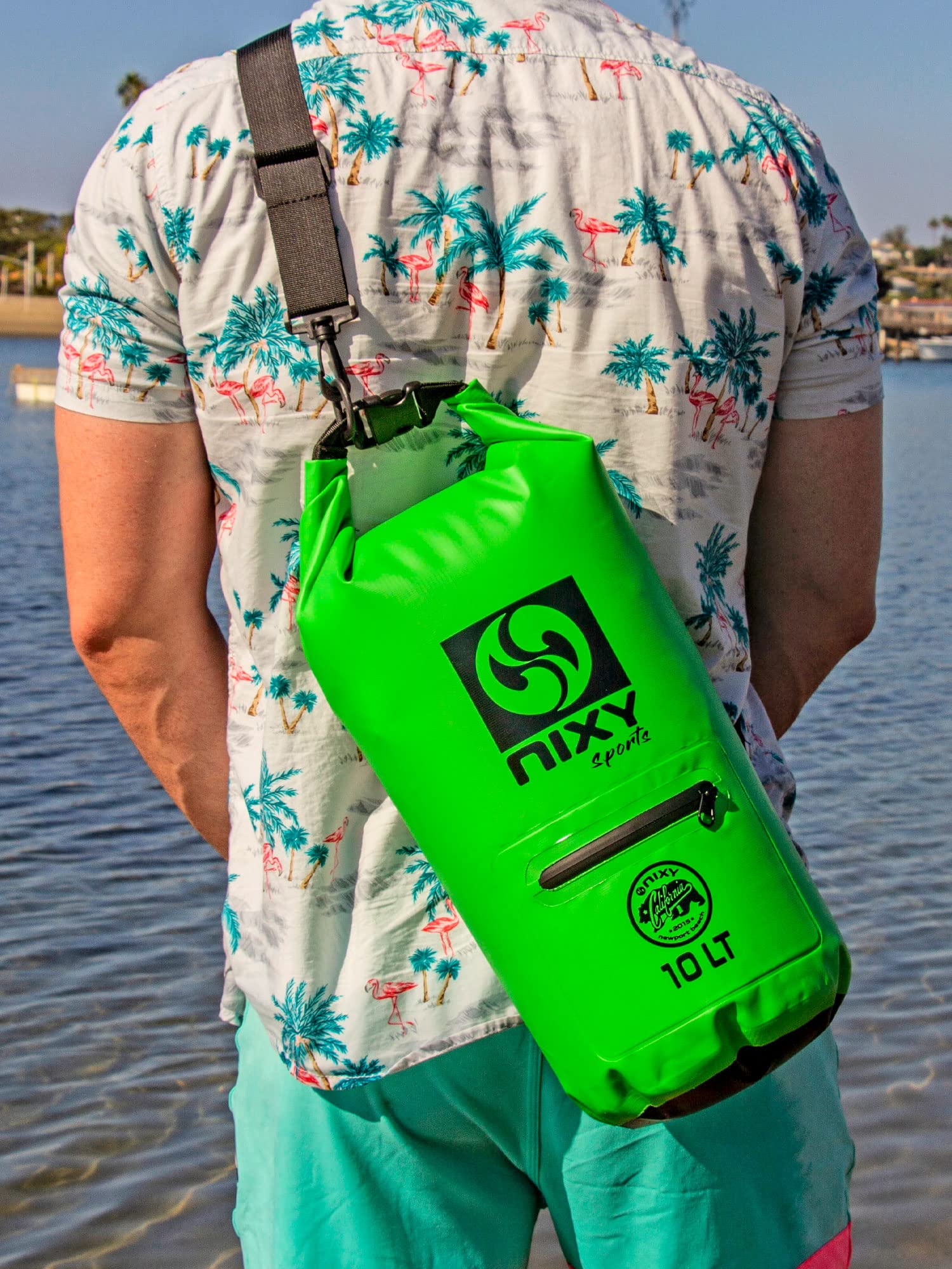 NIXY Waterproof Dry Bag 10L Roll Top - Lightweight and Durable for Paddleboarding, Kayaking, Hiking, Camping, Boating, Beach, Swimming, Sailing, and More - Green, 10L