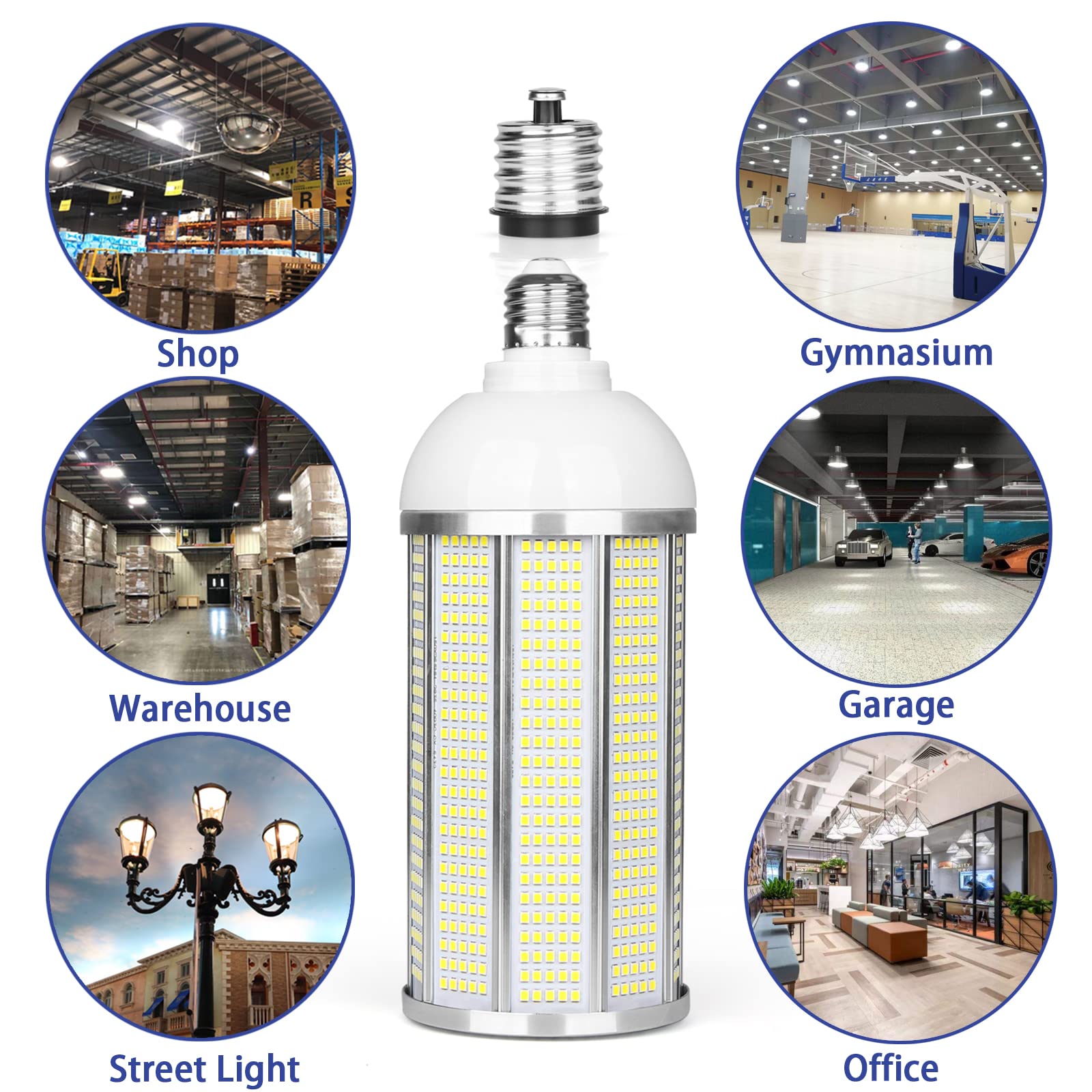 100W LED Corn Bulb, E26/E39 Mogul Base Lamp, 14000LM,5000K Daylight,AC85-265V, Replacement 350-400 Watt Metal Halide HID HPS CFL for Warehouse Parking Lot High Bay Light Fixture Garage Workshop