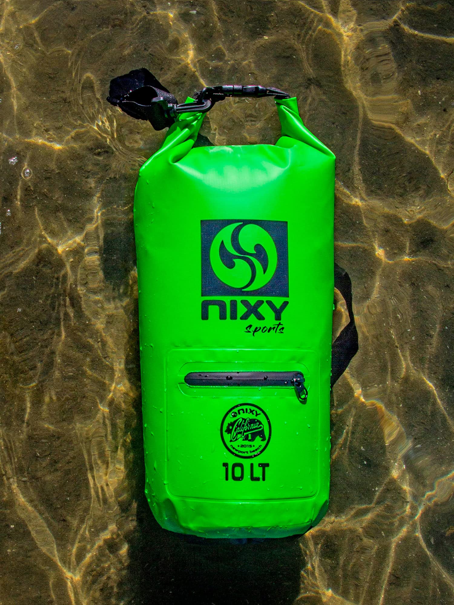 NIXY Waterproof Dry Bag 10L Roll Top - Lightweight and Durable for Paddleboarding, Kayaking, Hiking, Camping, Boating, Beach, Swimming, Sailing, and More - Green, 10L