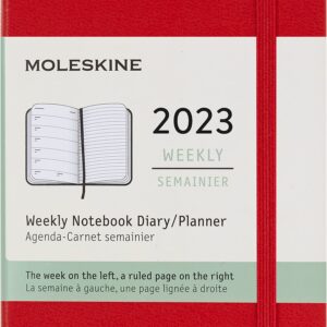 Moleskine Classic 12 Month 2023 Weekly Planner, Hard Cover, Pocket (3.5" x 5.5"), Scarlet Red