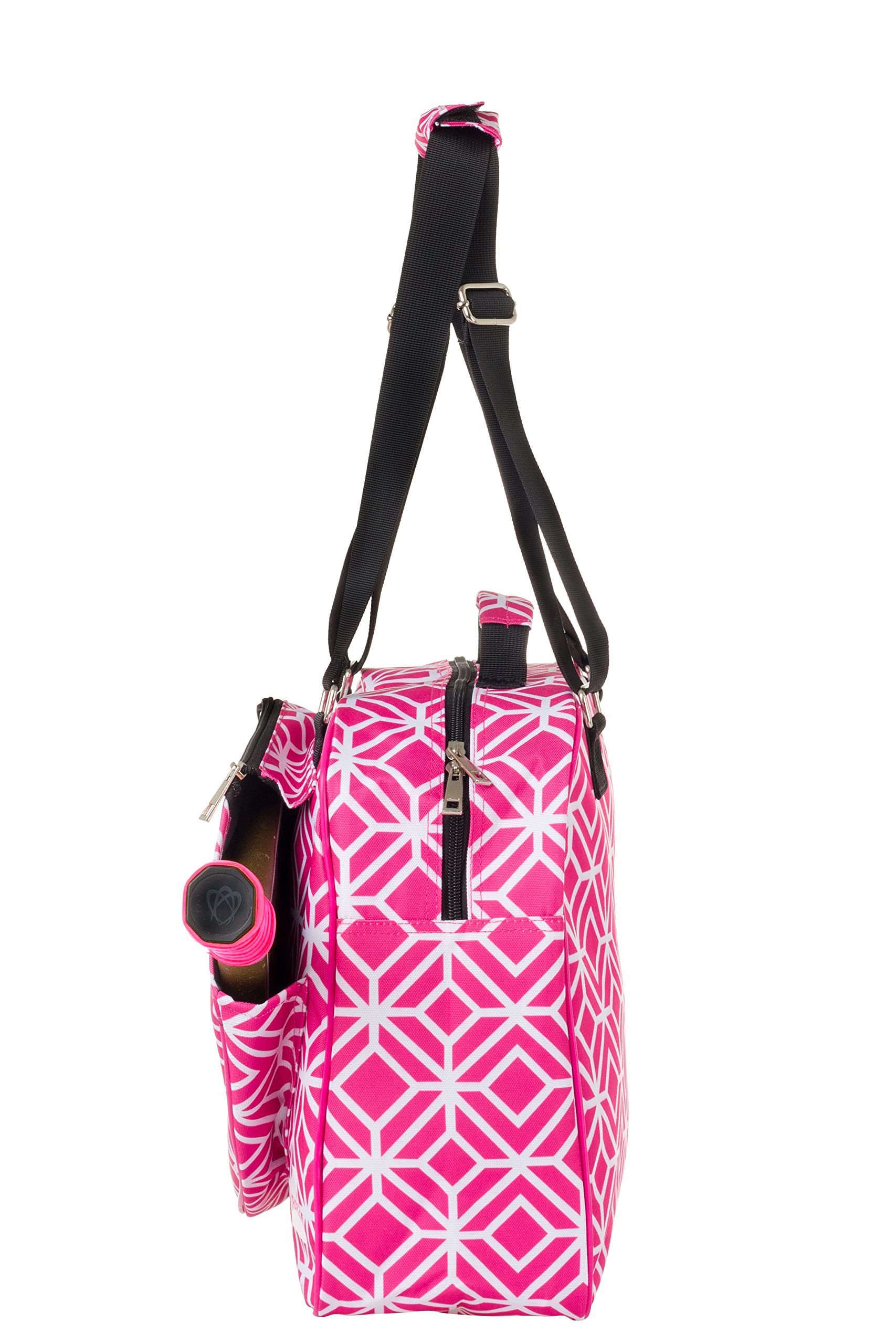 Thorza Pickleball Bag for Women with Paddle Holder, Mesh Side Pocket, Large Inner Storage, Carry Handle, and Adjustable Shoulder Strap, Sports Equipment for Amateurs and Pros, Pink