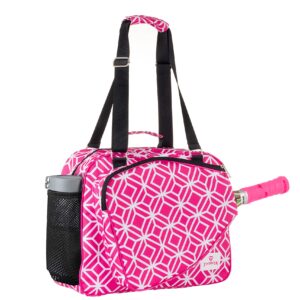 Thorza Pickleball Bag for Women with Paddle Holder, Mesh Side Pocket, Large Inner Storage, Carry Handle, and Adjustable Shoulder Strap, Sports Equipment for Amateurs and Pros, Pink