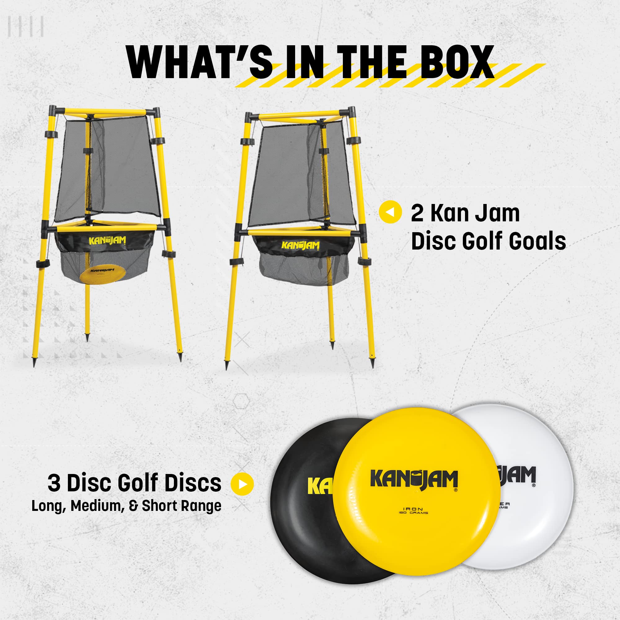 Kan Jam Ultimate Disc Golf Set with 1 Disc Golf Discs and 2 Disc Golf Basket Retrievers - Outdoor Frisbee Golf Game with Carry Bag