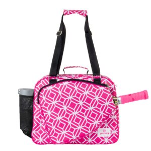 Thorza Pickleball Bag for Women with Paddle Holder, Mesh Side Pocket, Large Inner Storage, Carry Handle, and Adjustable Shoulder Strap, Sports Equipment for Amateurs and Pros, Pink