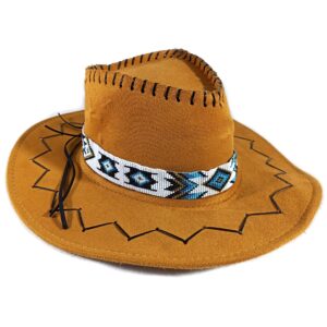 Weavish Beaded Hatband Native American Style Southwestern Cowboy Rode Handmade Head/Hat Band Collection [ ] (White,turquoise)