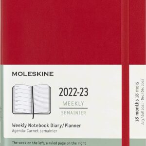 Moleskine Classic 18 Month 2022-2023 Weekly Planner, Soft Cover, Large (5" x 8.25"), Scarlet Red