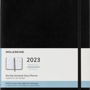 Moleskine Classic 12 Month 2023 Monthly Planner, Hard Cover, XL (7.5" x 9.75"), Black