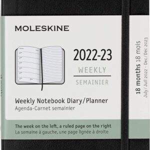 Moleskine Classic 18 Month 2022-2023 Weekly Planner, Soft Cover, Pocket (3.5" x 5.5"), Black