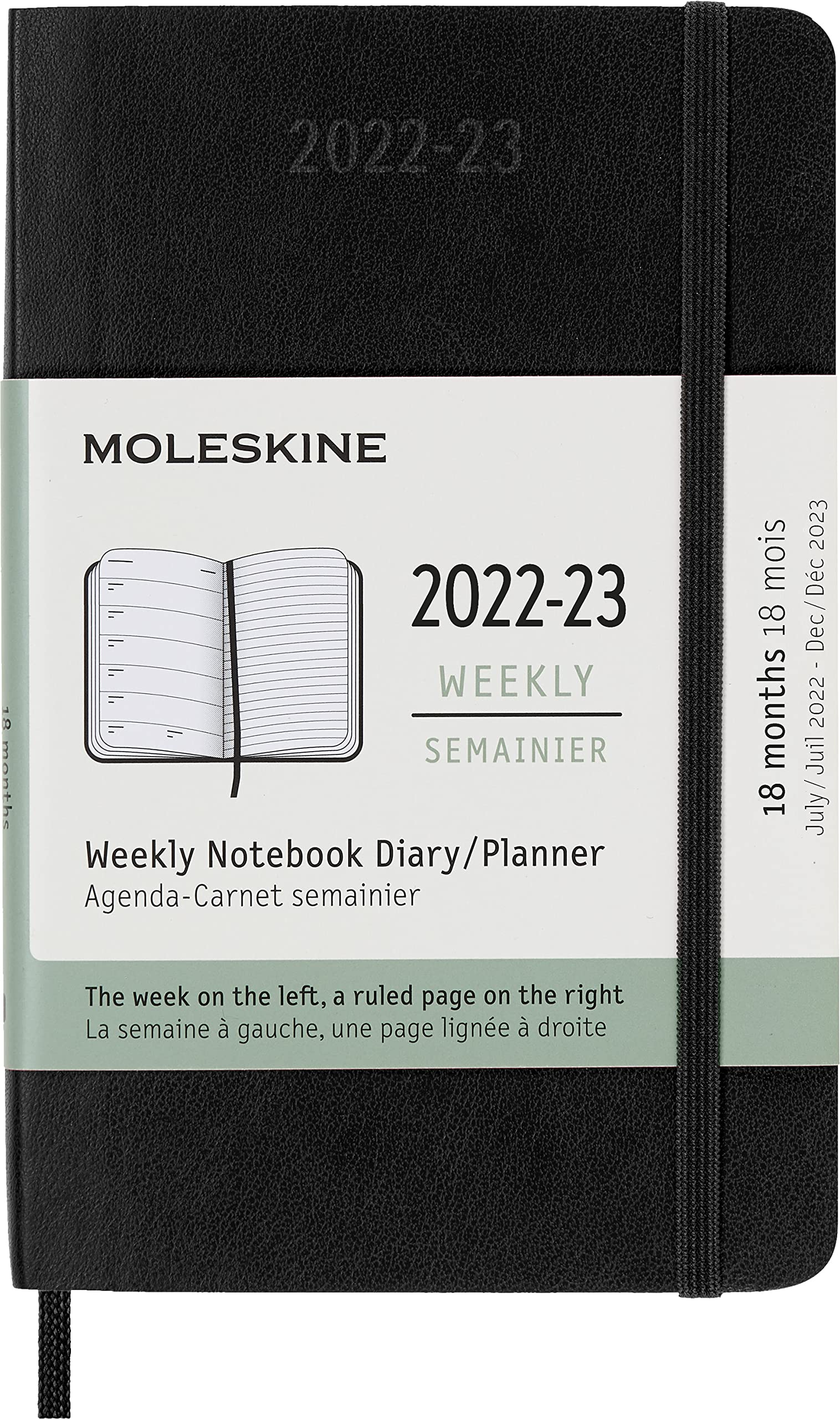 Moleskine Classic 18 Month 2022-2023 Weekly Planner, Soft Cover, Pocket (3.5" x 5.5"), Black