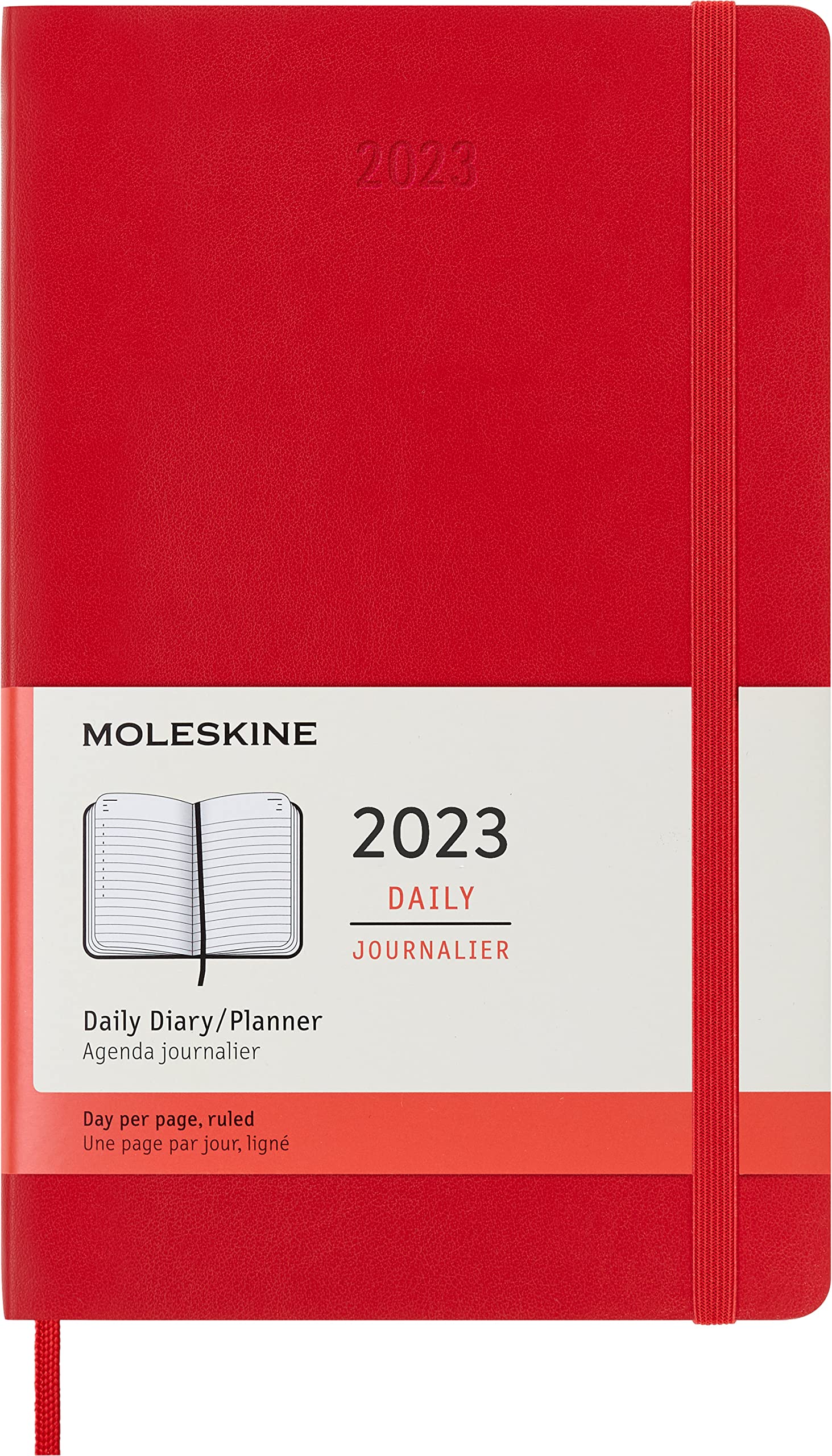 Moleskine Classic 12 Month 2023 Daily Planner, Soft Cover, Large (5" x 8.25"), Scarlet Red