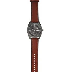 Fossil Men's Machine Quartz Stainless Steel and Leather Three-Hand Watch, Color: Smoke, Amber (Model: FS5900)