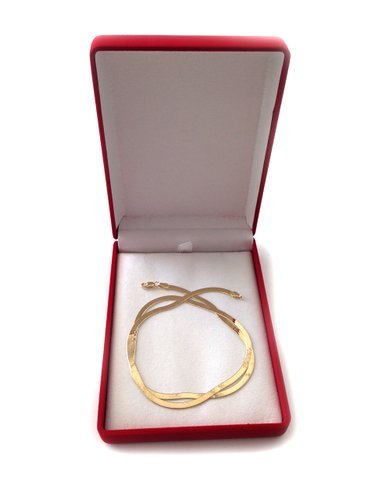 Jewelry Affairs 10k Yellow Real Solid Gold Imperial Herringbone Chain Necklace, 2.8mm, 16"