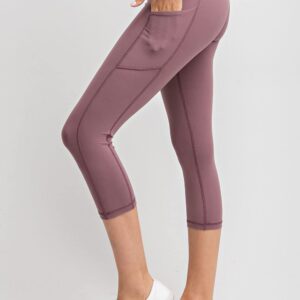 Hype Up Women's High Waisted Buttery Super Soft Capri Length Activewear Leggings with Side Pockets (S-3X)