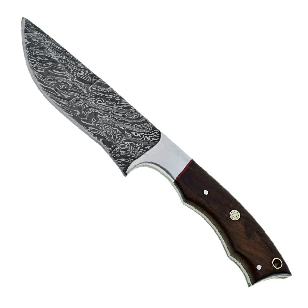 Custom Handmade Damascus Steel Hunting Knife/Skinning Knife SS-17454 (Rose Wood) (Rose Wood)