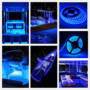 LED Boat Strip Lights, 32.8FT Marine Pontoon Led Lights, Waterproof Boat Interior Light, Under Gunnel Lights, Boat Deck Light, Night Fishing Lights, Good for Pontoon Bass Fishing Yacht Kayak (Blue)