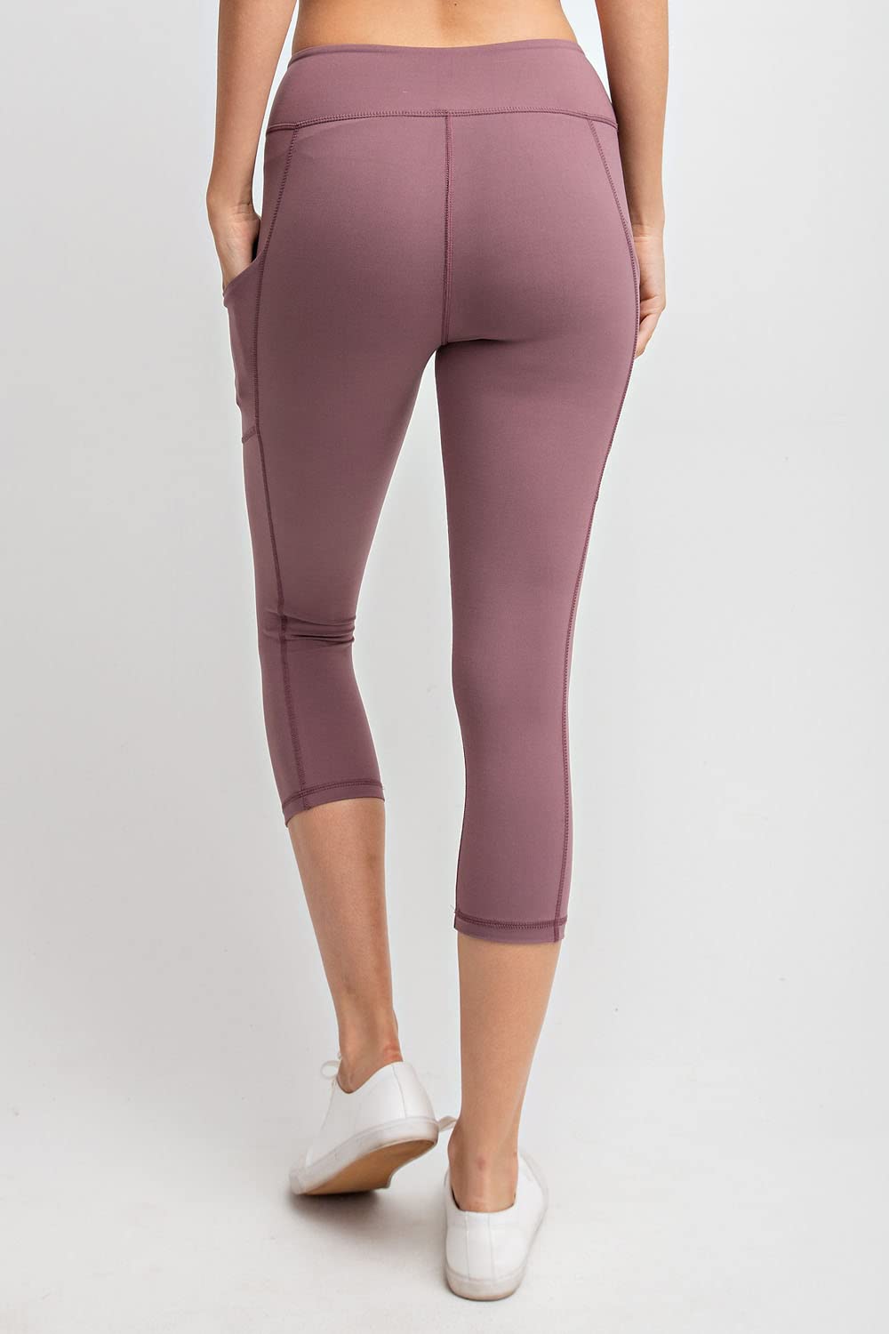 Hype Up Women's High Waisted Buttery Super Soft Capri Length Activewear Leggings with Side Pockets (S-3X)