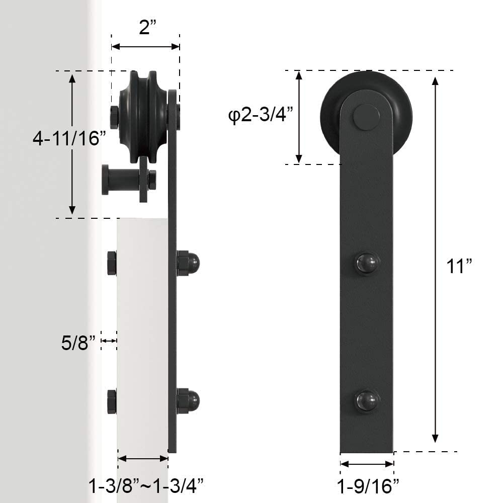 WINSOON 8FT Single Sliding Barn Door Hardware Kit with Sliding Barn Door Floor Guide Wall Mounted Hardware