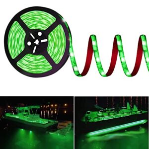 hokiion pontoon led boat lights, 12v 20ft marine led strip lights, waterproof boat interior light, under gunnel lights, boat deck light, night fishing lights with extension cable for boat (green)